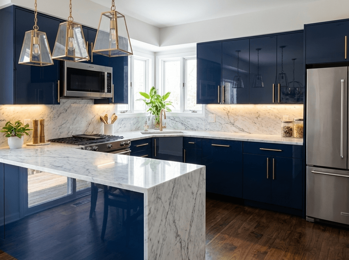 AI Kitchen Designer showing modern kitchen transformation before and after